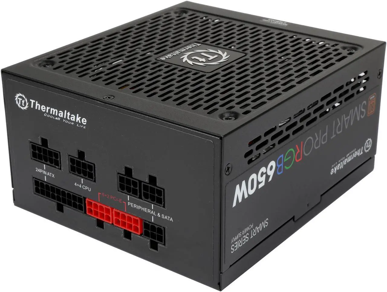 Alt view image 6 of 8 - Thermaltake Smart Pro RGB 650W Smart Zero Fan SLI/CrossFire Ready Continuous Power ATX12V v2.4 / EPS v2.92 80 PLUS Bronze Certified Full Modular Power Supply PS-SPR-0650FPCBUS-R