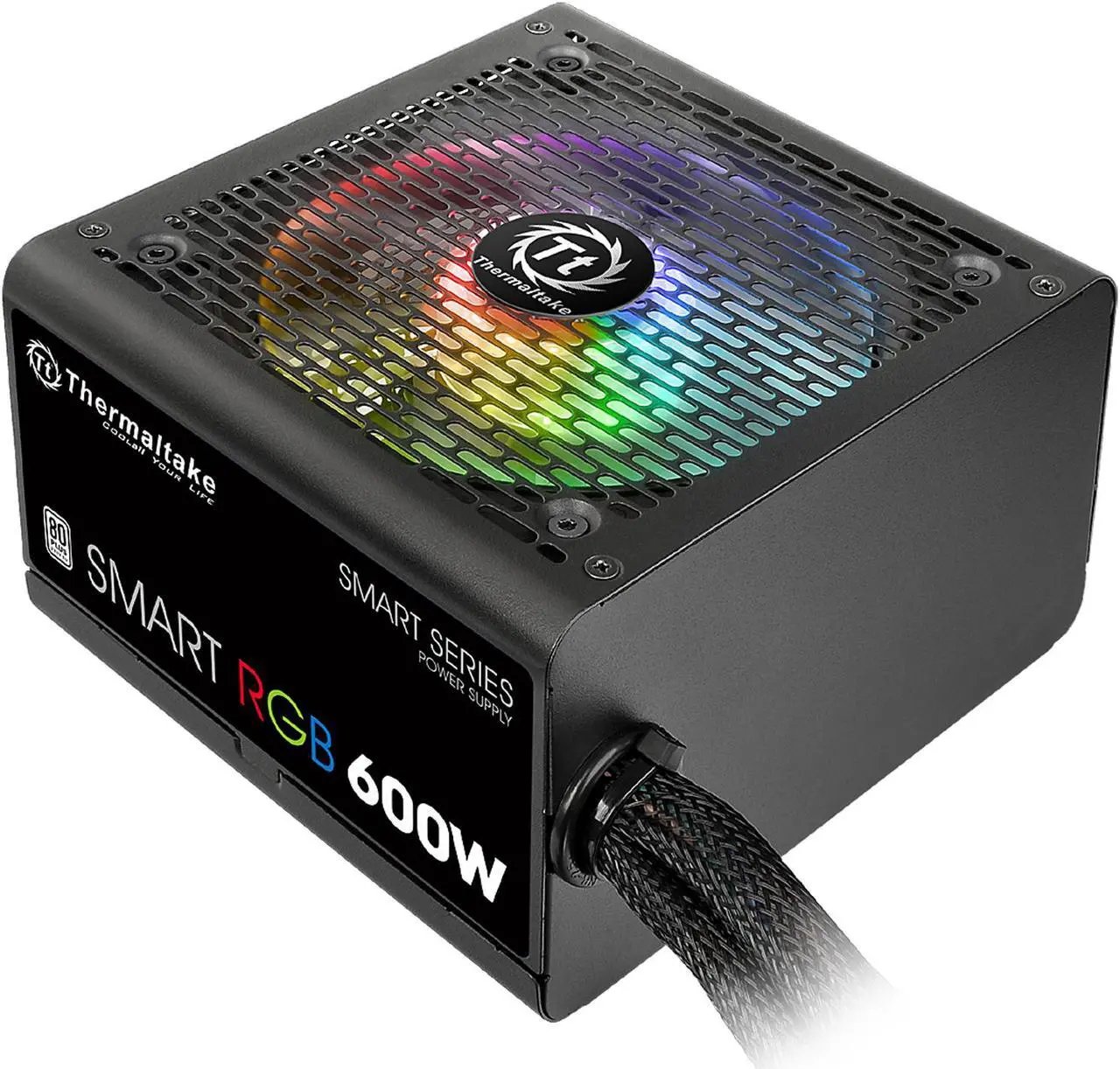 Alt view image 2 of 11 - Thermaltake Smart RGB Series 600W SLI/CrossFire Ready Continuous Power ATX 12V V2.3 80 PLUS Certified 5 Year Warranty Active PFC Power Supply Haswell Ready PS-SPR-0600NHFAWU-1