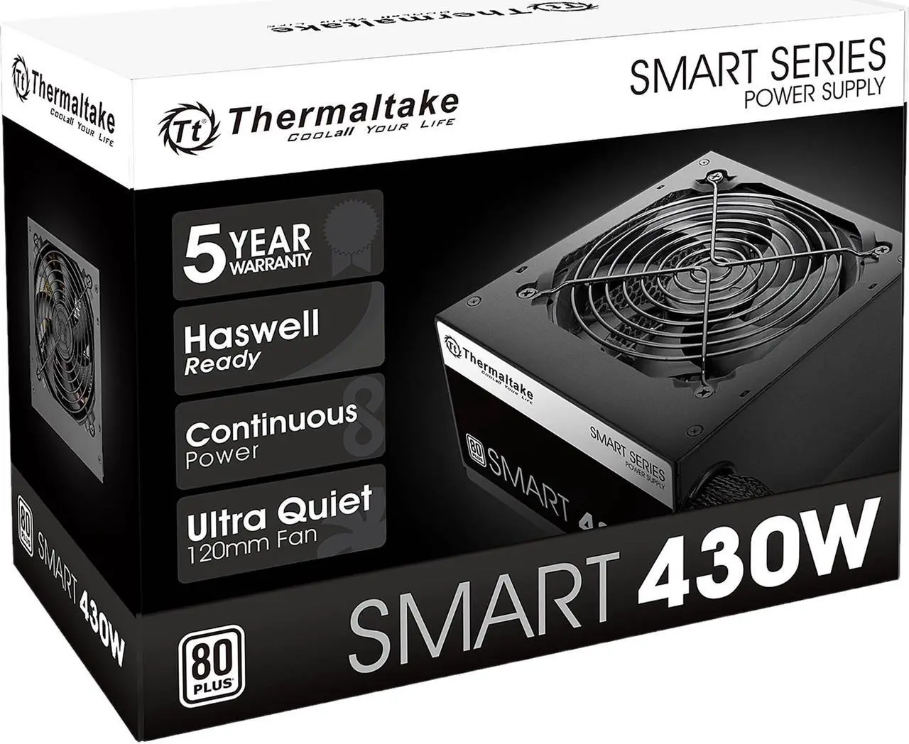 Alt view image 10 of 10 - Thermaltake Smart Series 430W Continuous Power ATX 12V V2.3 80 PLUS Certified 5 Year Warranty Active PFC Power Supply Haswell Ready PS-SPD-0430NPCWUS-W