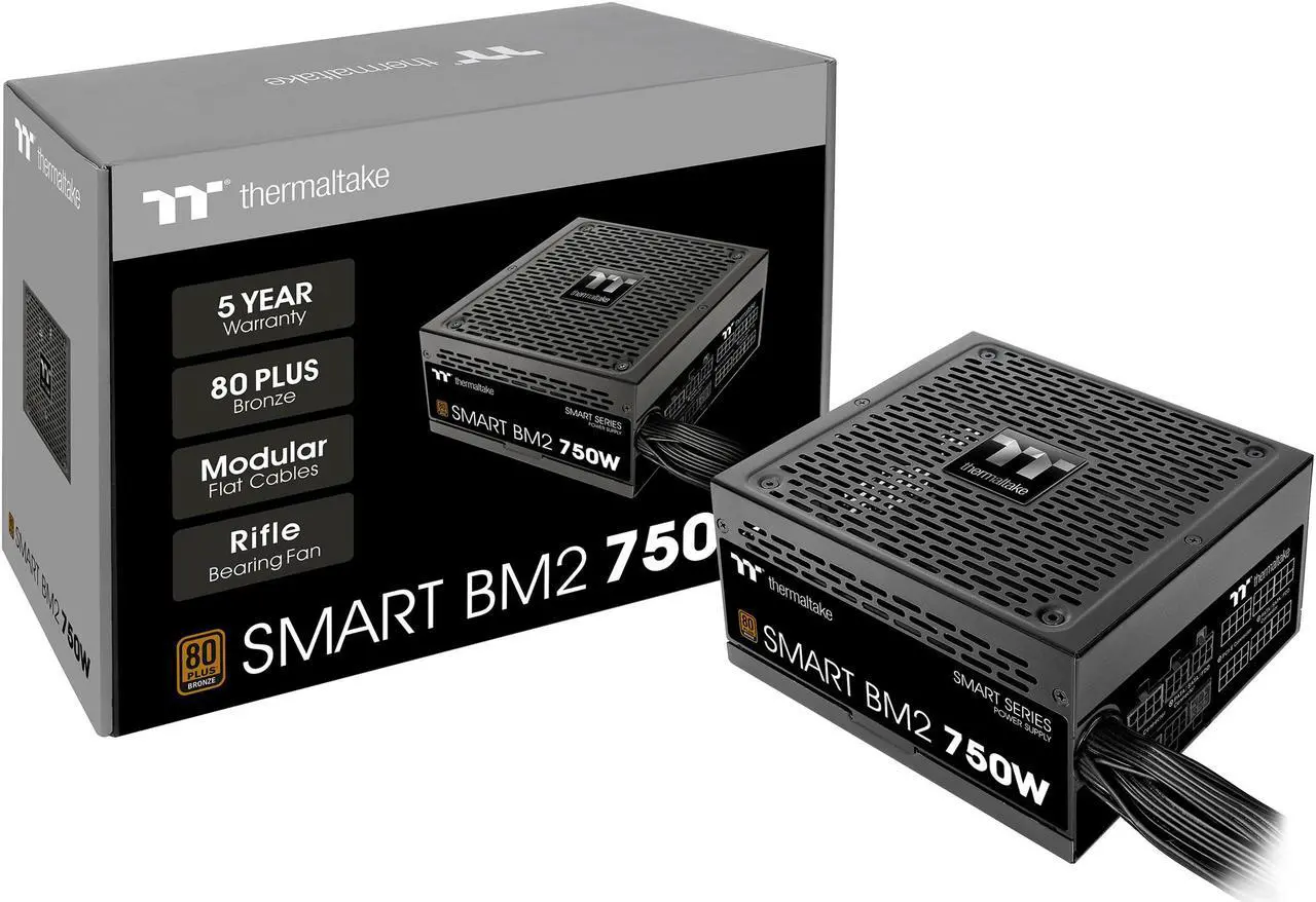 Alt view image 14 of 14 - Thermaltake Smart BM2 750W 80+ Bronze Intel Skylake’s C6/C7 States & ErP Ready 140mm Quiet Fan Japanese Capacitor Semi Modular Power Supply 5 Year Warranty, PS-SPD-0750MNFABU-1
