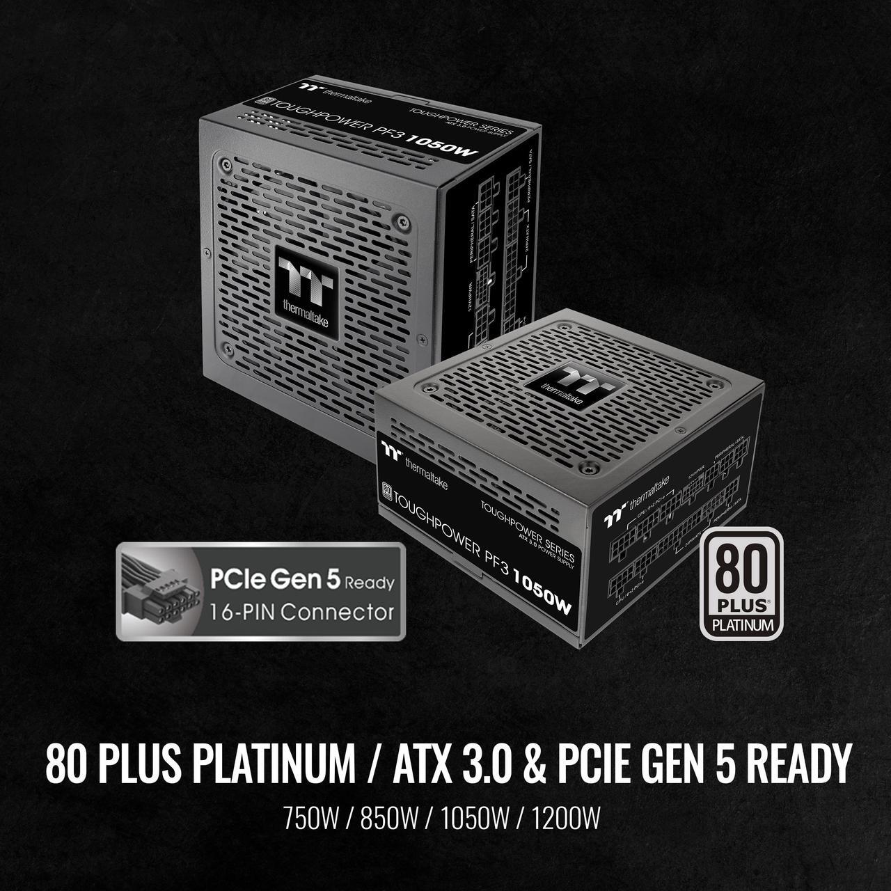 Alt view image 3 of 6 - Thermaltake Toughpower PF3 1050W 80+ Platinum ATX 3.0 (PCI-E 5.0 600W 12VHPWR Connector included) Full Modular SLI/Crossfire Ready Power Supply, PS-TPD-1050FNFAPU-L