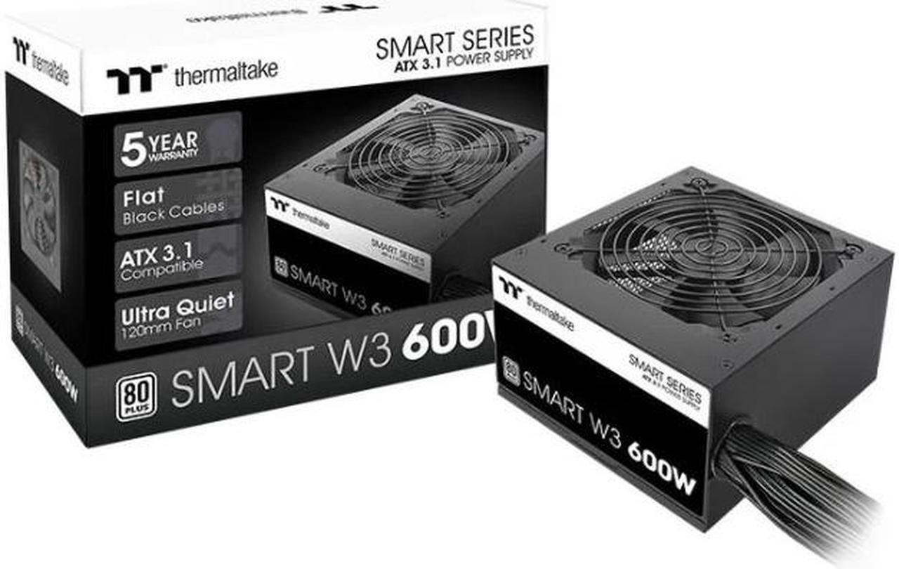 Alt view image 6 of 6 - Thermaltake Smart W3 Series 80Plus Certified 600W Power Supply; ATX v3.1 Spec; 120mm FDB Fan; 5 Year Warranty; PS-SPW-0600NNFAWU-1