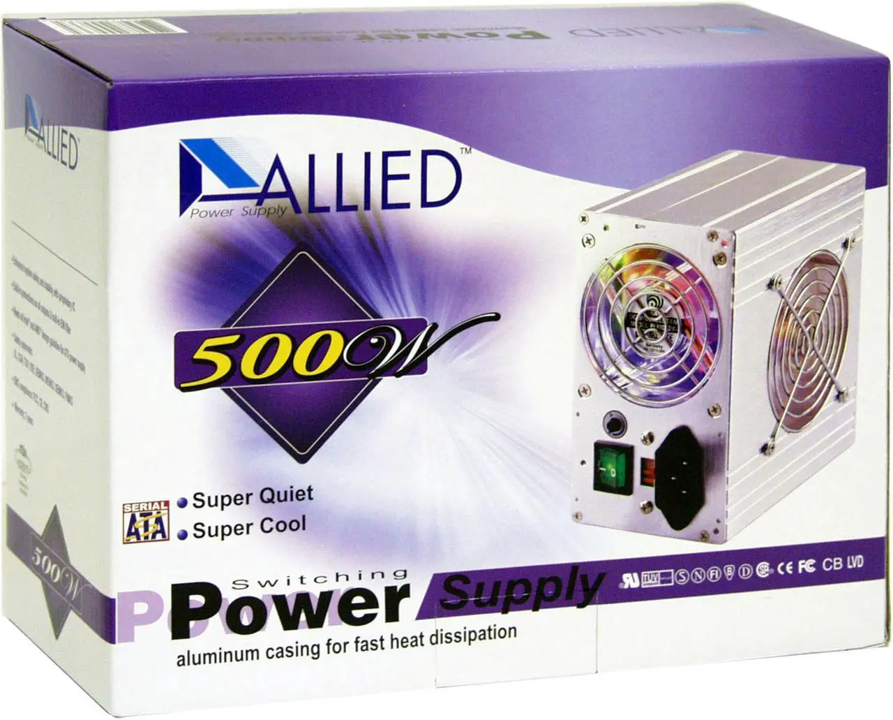 Alt view image 7 of 9 - APEX AL-B500E 500 W ATX12V Aluminum Power Supply