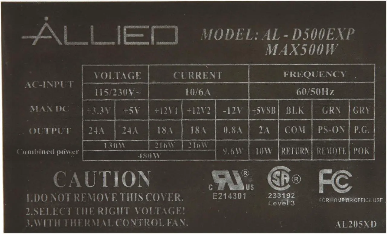 Alt view image 5 of 7 - APEX AL-D500EXP 500W ATX12V Power Supply