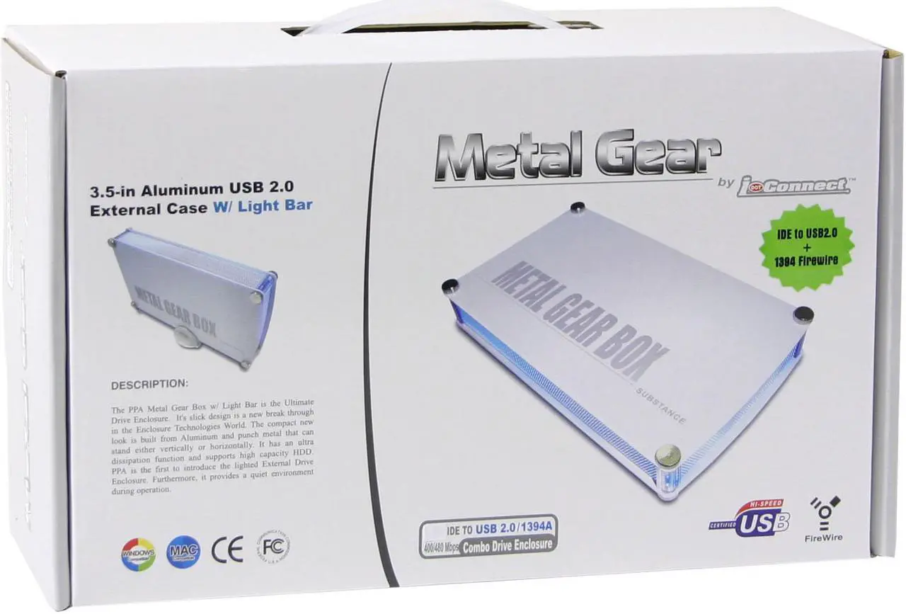 Alt view image 6 of 6 - PPA 1943 Aluminum 3.5" IDE USB 2.0 & 1394 External Enclosure W/ Light Bar