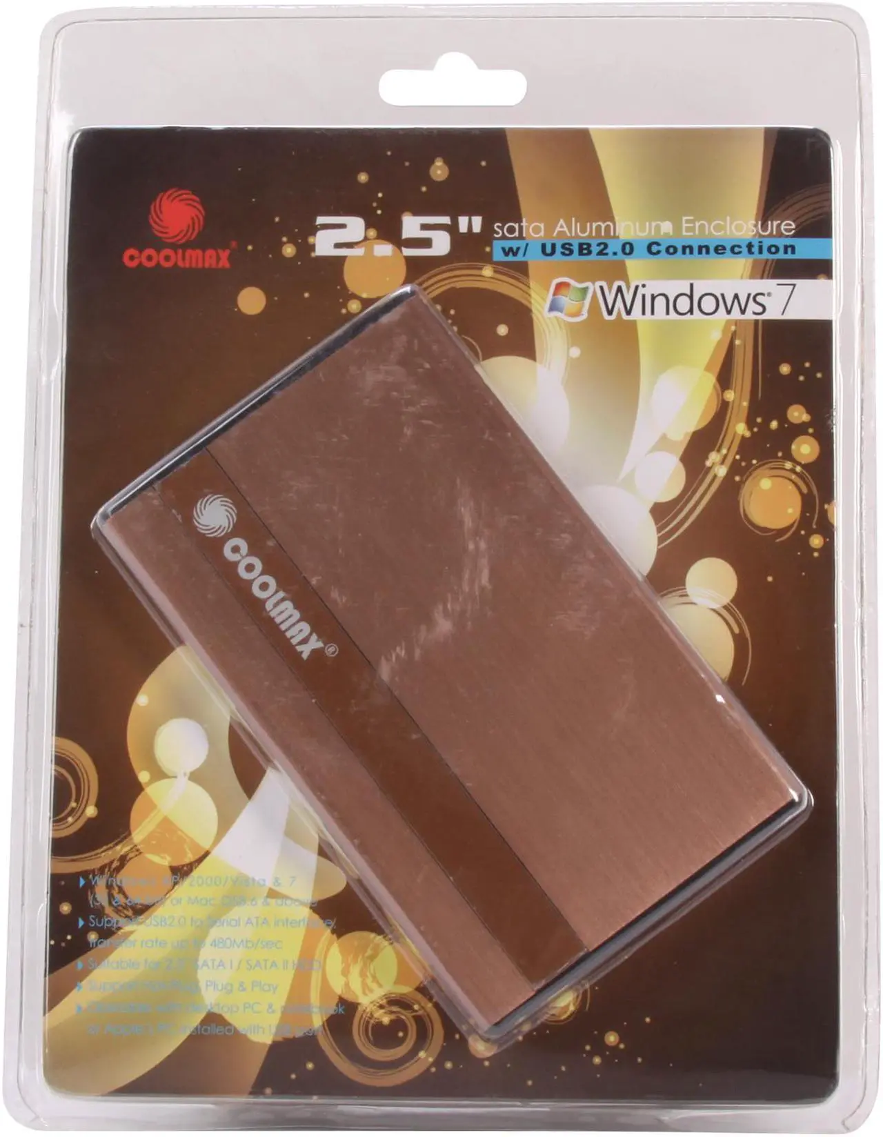 Alt view image 6 of 6 - COOLMAX HD-250BZ-U2 Aluminum 2.5" Copper SATA I/II USB 2.0 External Enclosure