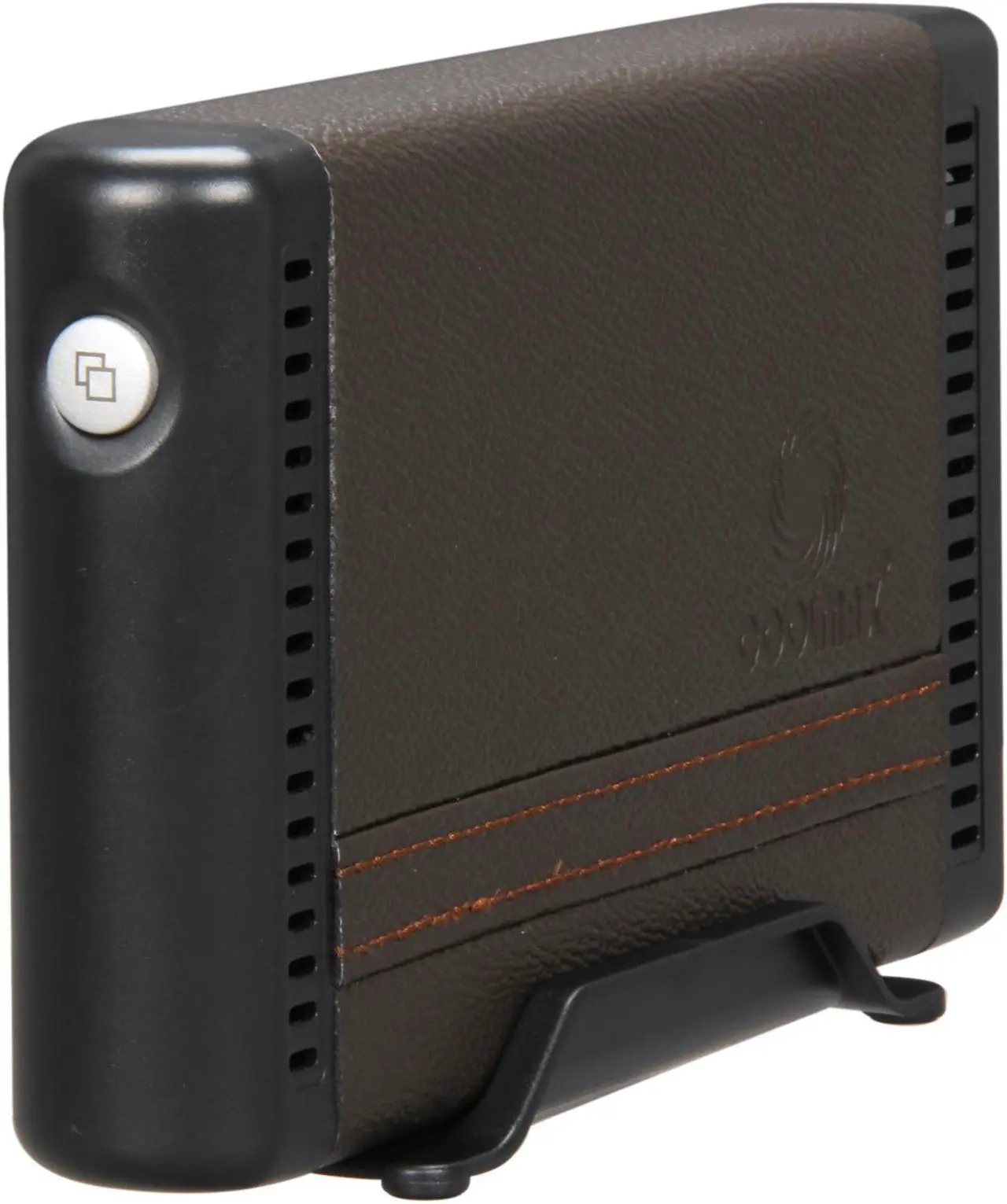 Main image of COOLMAX HD-380BK-eSATA Leather & Aluminum 3.5" Black SATA eSATA + USB 2.0 OTB Function External Enclosure