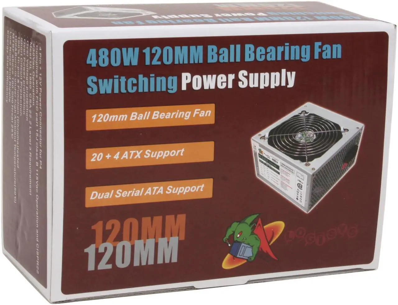 Alt view image 8 of 8 - LOGISYS Computer PS480E12 480 W ATX12V Power Supply