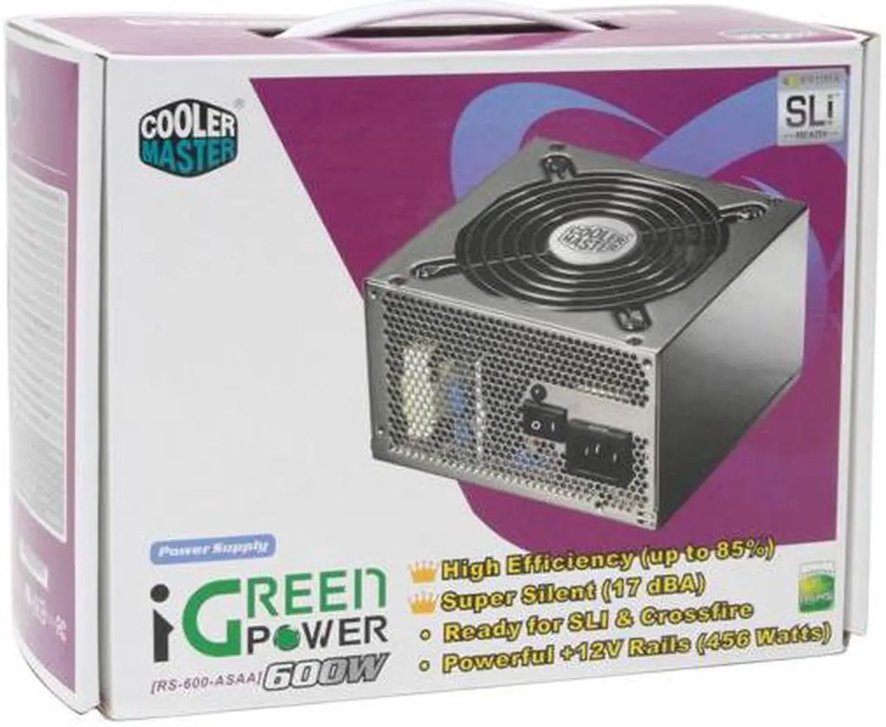 Alt view image 9 of 9 - Cooler Master RS-600-ASAA 600 Watts Continuous ATX Form Factor 12V V2.2 / SSI standard EPS 12V V2.91 SLI Certified CrossFire Ready 80 PLUS Certified Active PFC (0.99) PFC Power Supply