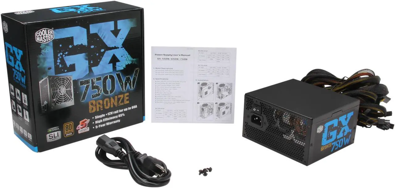 Alt view image 7 of 7 - Cooler Master GX - 750W Power Supply with 80 PLUS Bronze Certification