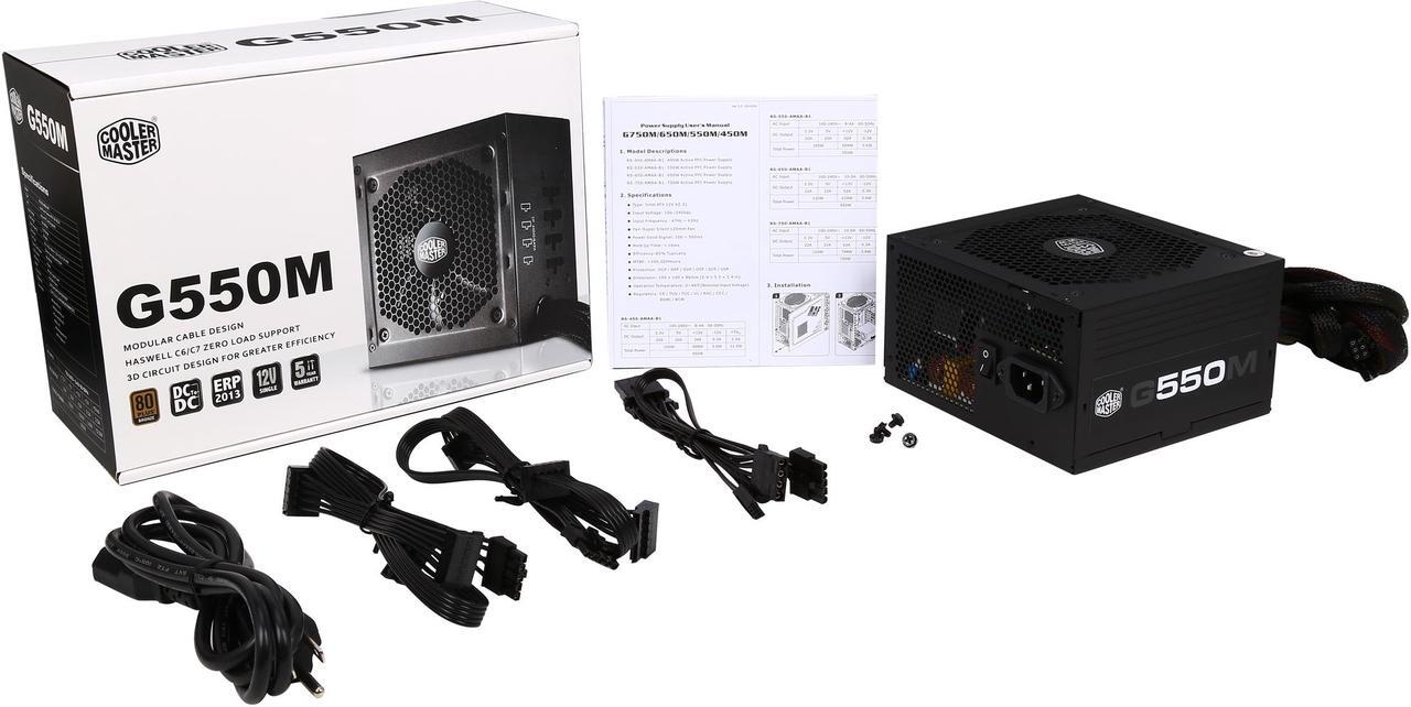 Alt view image 8 of 7 - Cooler Master GM Series G550M - Compact 550W 80 PLUS Bronze Modular PSU (6th Generation Skylake Compatible)
