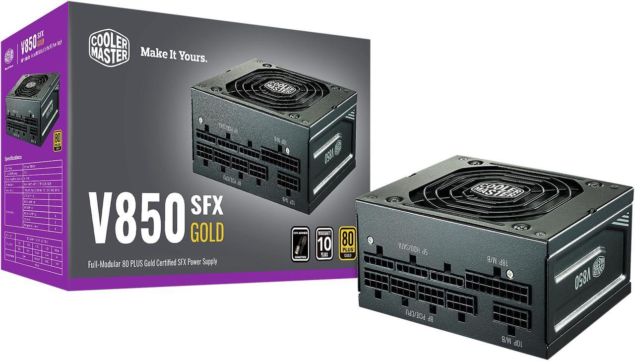 Cooler Master V850 SFX Gold Full Modular, 850W, 80+ Gold Efficiency, ATX Bracket Included, Quiet FDB Fan, SFX Form Factor, 10 Year Warranty