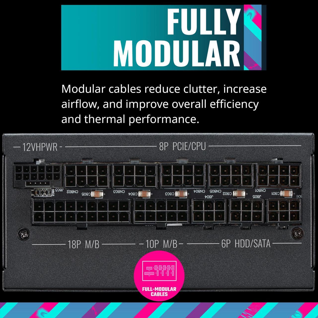 Alt view image 10 of 19 - Cooler Master V550 SFX Gold Full Modular, 550W, 80+ Gold Efficiency, ATX Bracket Included, Quiet FDB Fan, SFX Form Factor, 10 Year Warranty