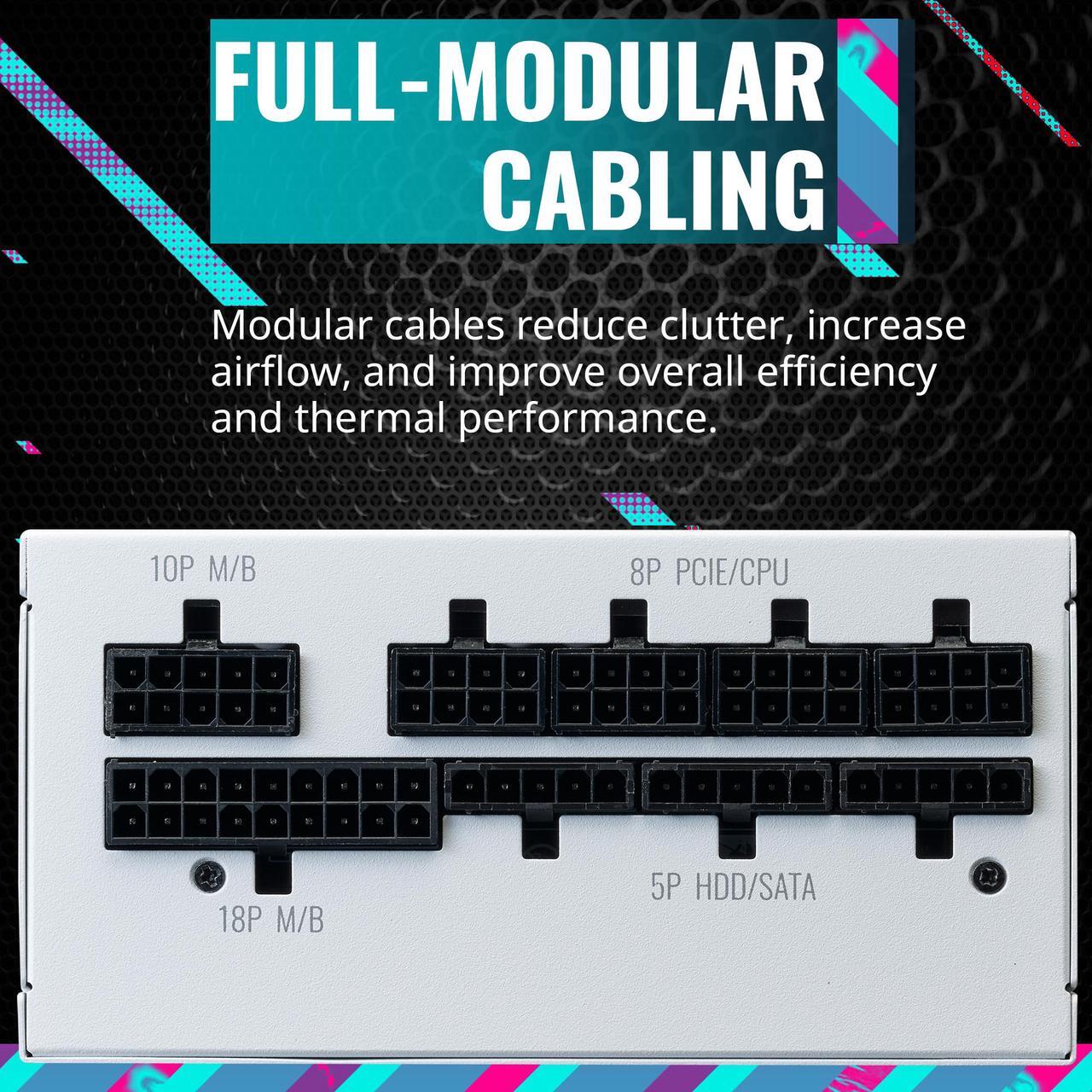 Alt view image 6 of 16 - Cooler Master V850 SFX Gold White Edition Full Modular, 850W, 80+ Gold Efficiency, ATX Bracket Included, Quiet FDB Fan, SFX Form Factor, 10 Year Warranty