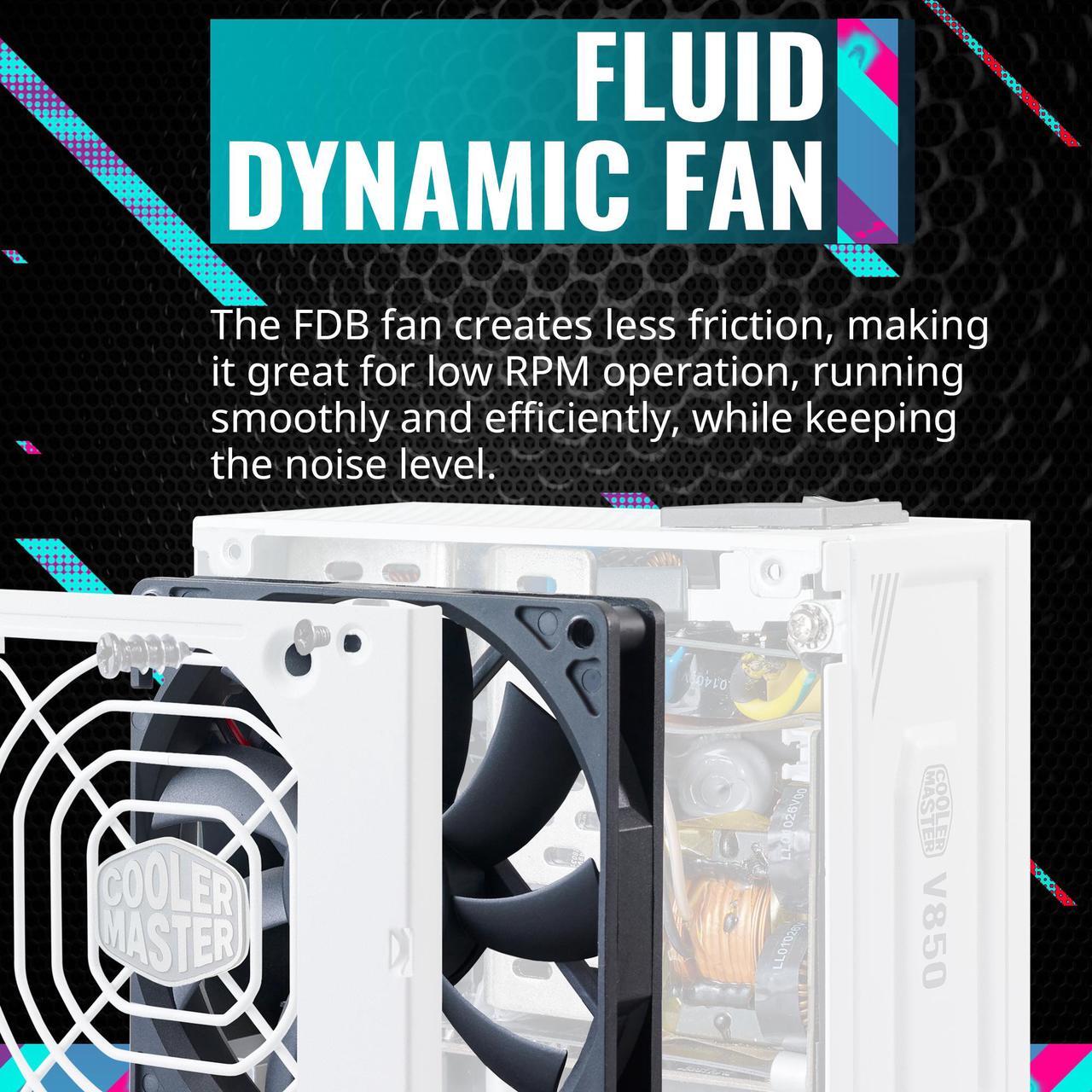 Alt view image 7 of 16 - Cooler Master V850 SFX Gold White Edition Full Modular, 850W, 80+ Gold Efficiency, ATX Bracket Included, Quiet FDB Fan, SFX Form Factor, 10 Year Warranty