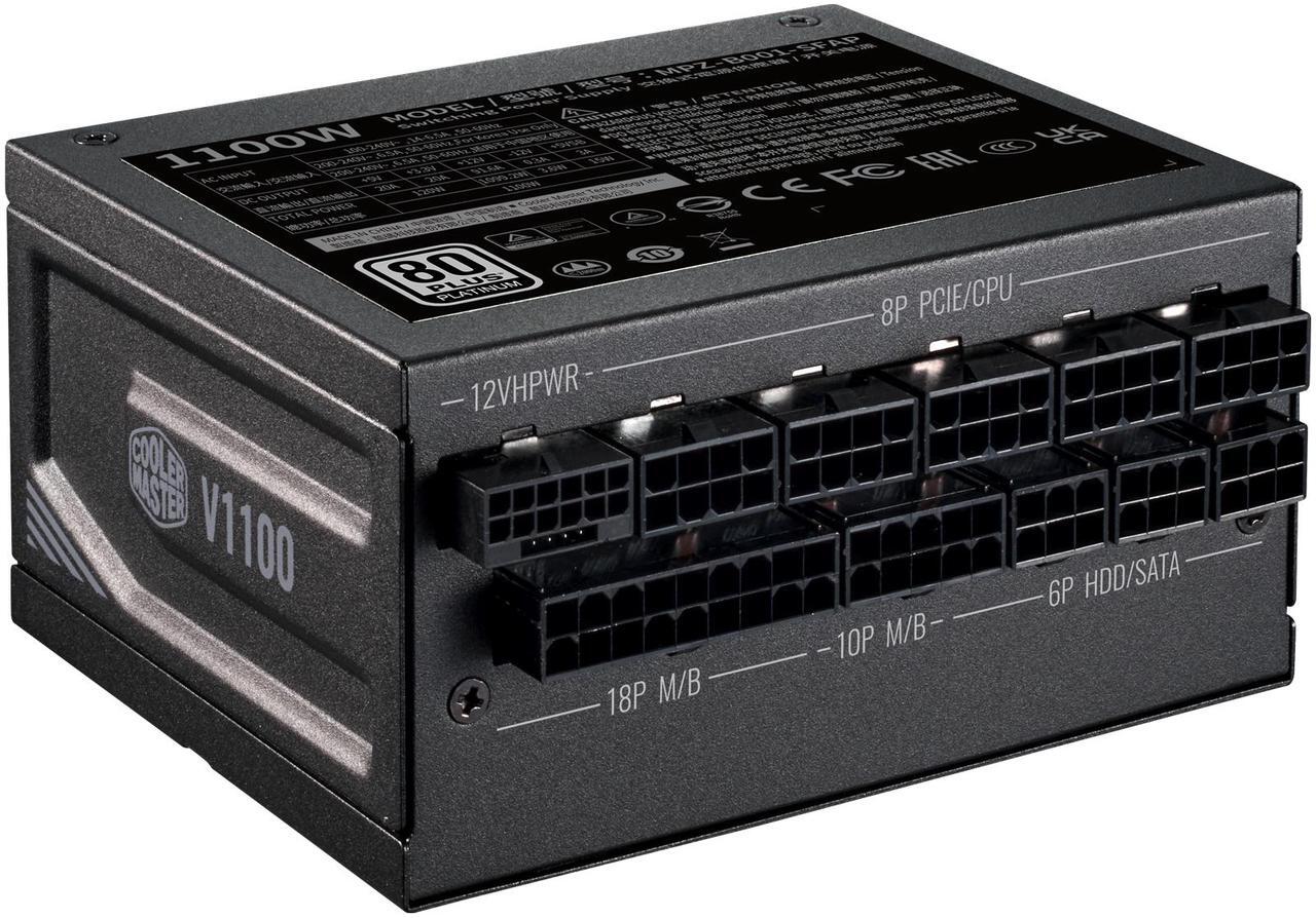 Main image of Cooler Master V1100 SFX Platinum Fully Modular, Fully ATX3.0, 1100W SFX, 80+ Platinum Efficiency, ATX Bracket Included, SFX Form Factor (MPZ-B001-SFAP-BUS)