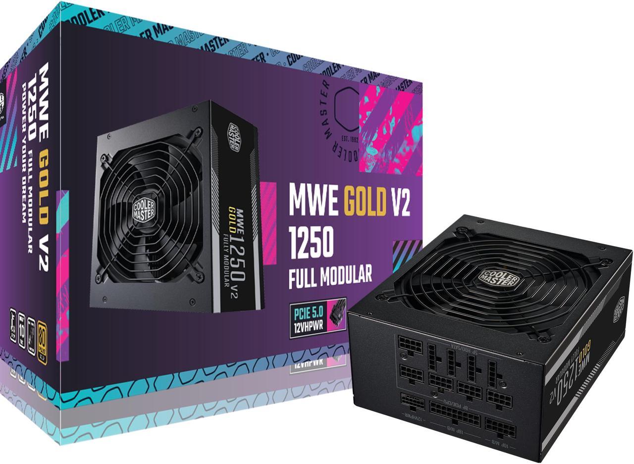 Cooler Master MWE Gold 1250 V2 ATX3.0 Fully Modular, 1250W, 80+ Gold Efficiency, Quiet 140mm FDB Fan, 2 EPS Connectors, High Temperature Resilience,  (MPE-C501-AFCAG-3US)