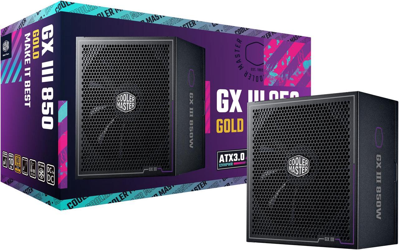 Cooler Master GX III Gold 850W ATX3.0 Full Modular Power Supply, 850W, 80+ Gold, 90-Degree 12VHPWR PCIe 5.0 Connector, Silent Fan | Zero-RPM, 10 Year Warranty (MPX-8503-AFAG-BUS)