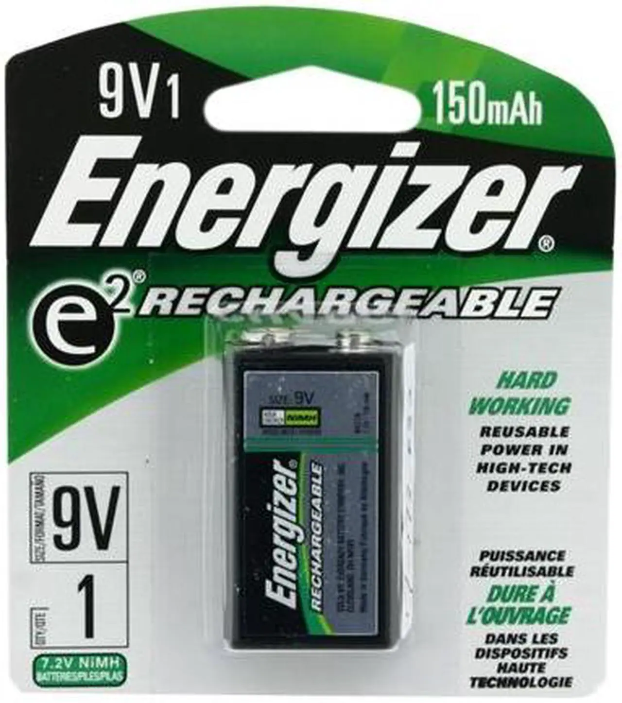 Main image of ENERGIZER e2 Rechargeable 9V 150mAh Ni-MH Rechargeable Battery, 1-Pack
