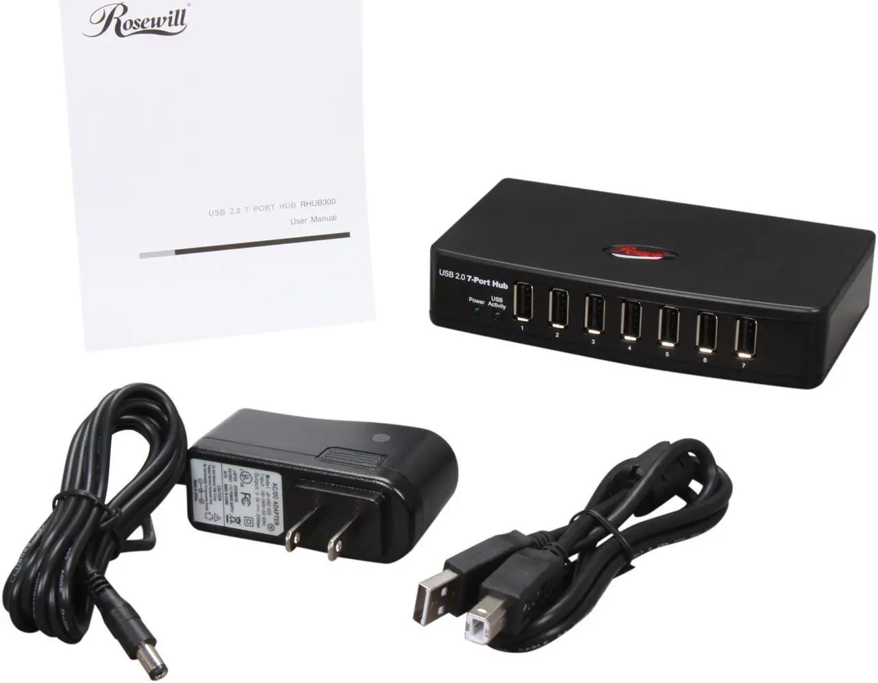 Alt view image 6 of 6 - Rosewill RHUB-300 - 7-Port USB 2.0 Hub with Power Adapter