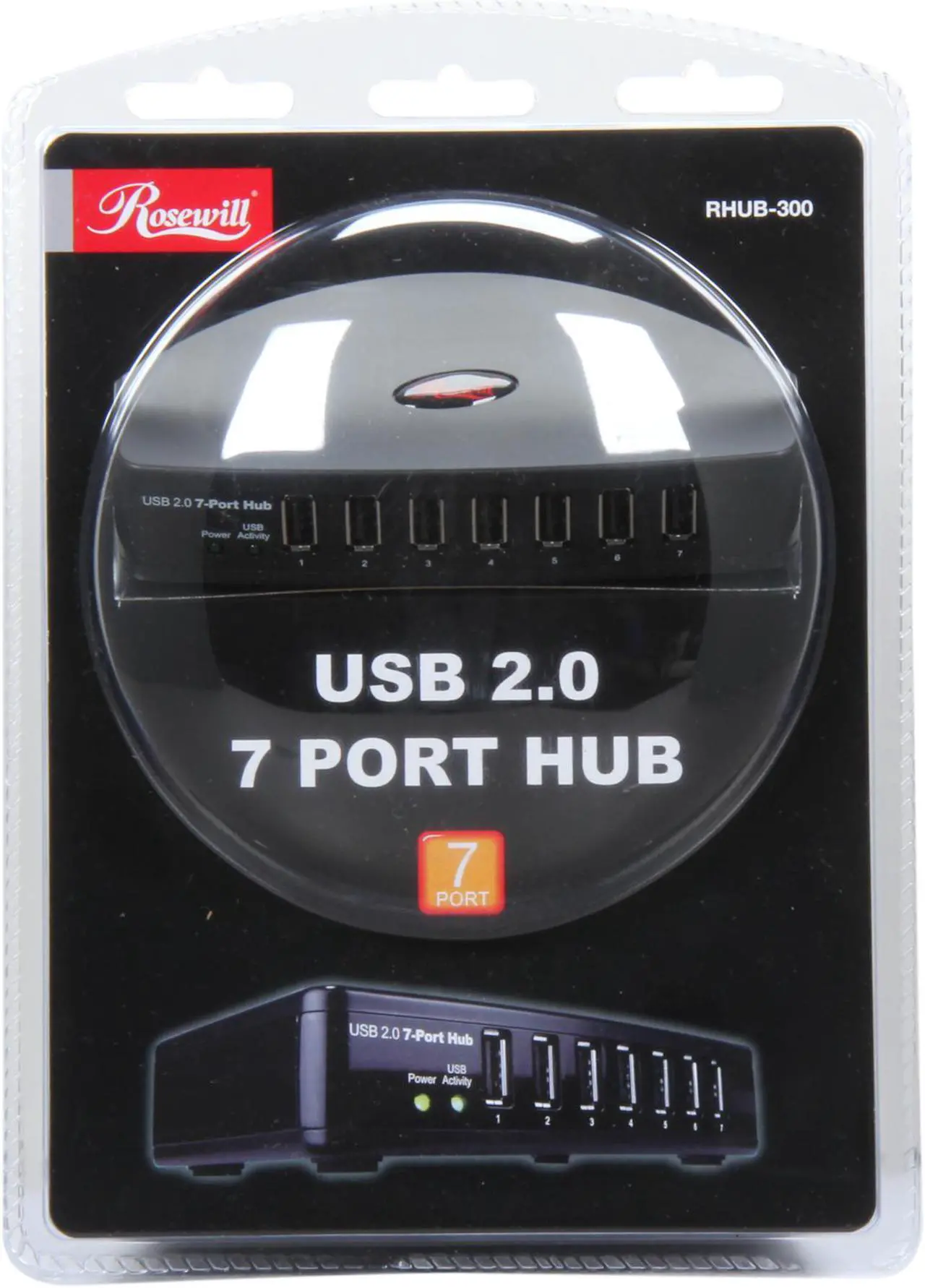 Alt view image 7 of 6 - Rosewill RHUB-300 - 7-Port USB 2.0 Hub with Power Adapter