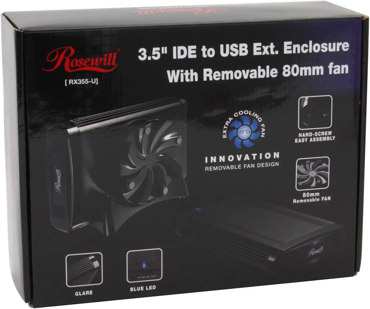 Alt view image 9 of 9 - Rosewill RX355-U Aluminum 3.5" IDE USB 2.0 External Enclosure