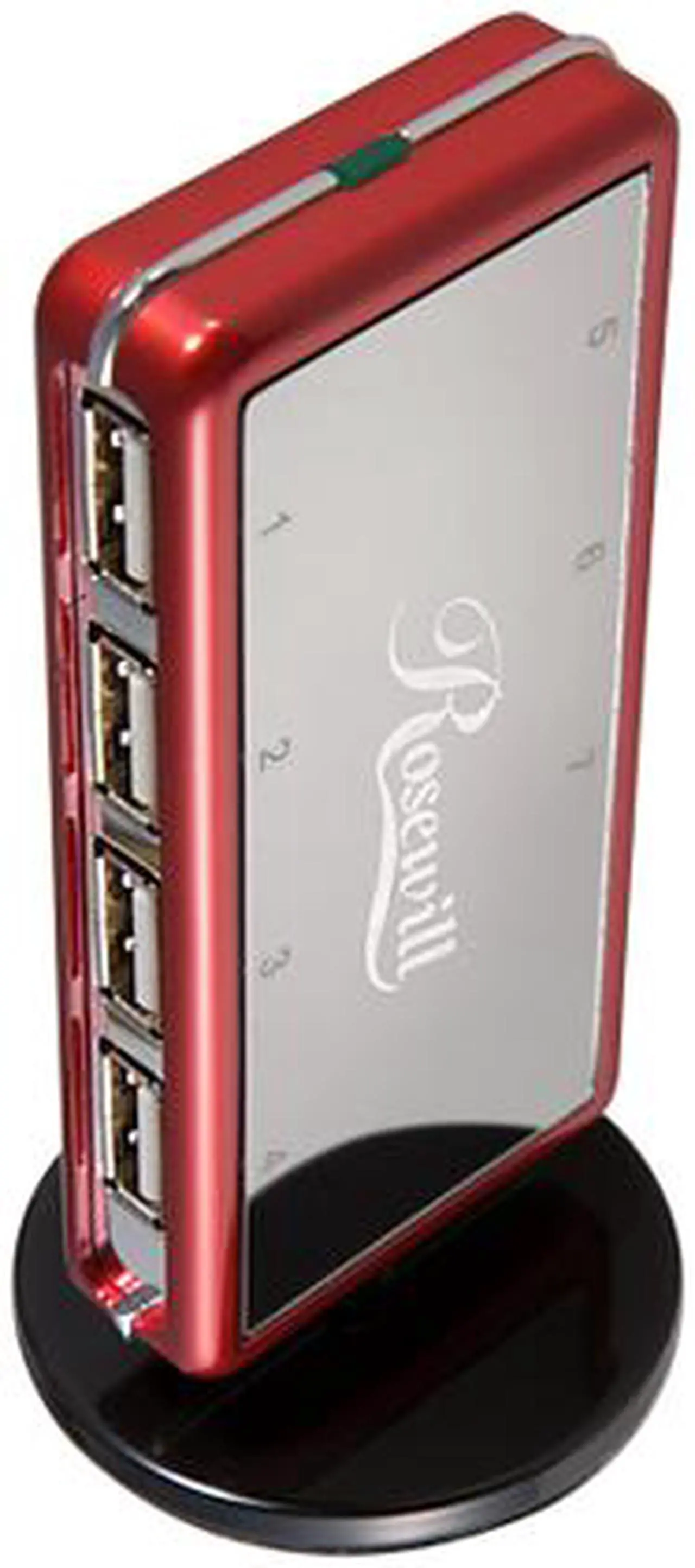 Alt view image 2 of 7 - Rosewill RHUB-310R Red USB2.0 7 Port Shining Standing Hub With Power Adapter
