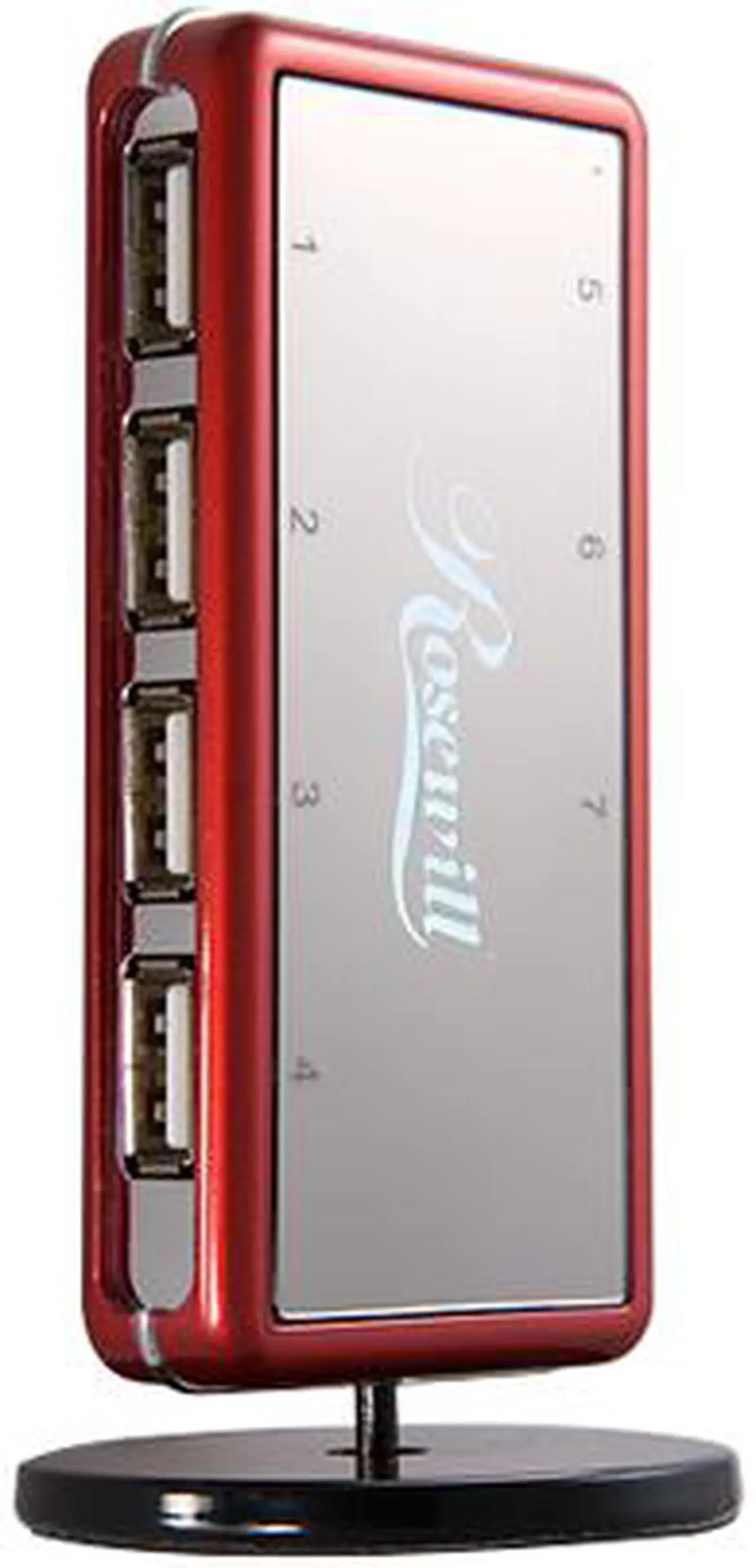 Main image of Rosewill RHUB-310R Red USB2.0 7 Port Shining Standing Hub With Power Adapter