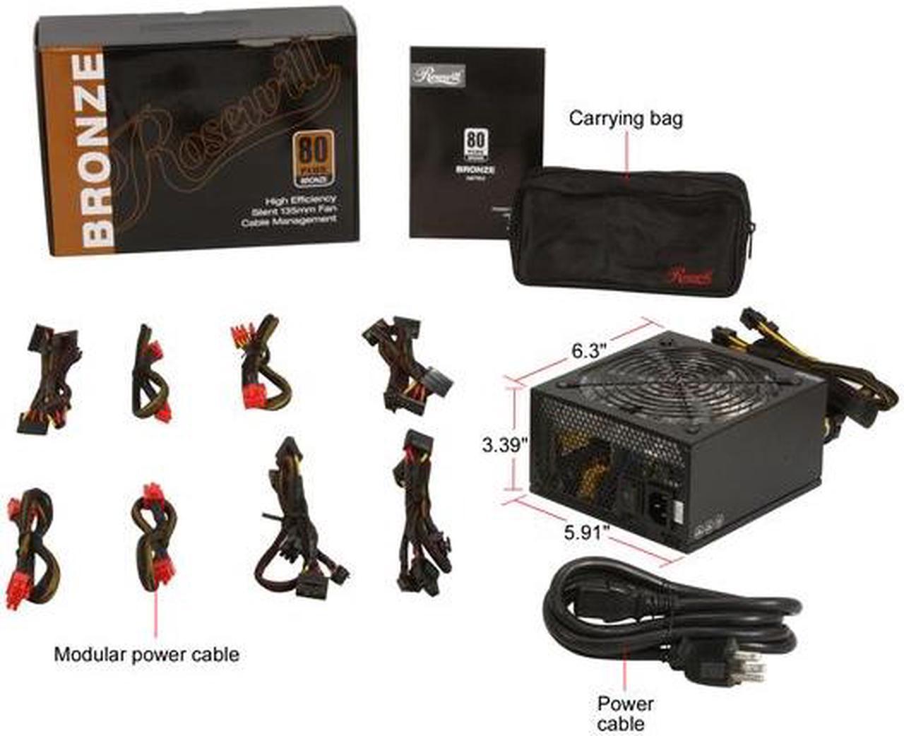 Alt view image 7 of 7 - Rosewill BRONZE series RBR750-M 750W Continuous@40°C, 80Plus Bronze Certified,Modular Cable Design,ATX12V v2.3/ EPS12V,SLI Ready,CrossFire Ready,Active PFC "Compatible with Core i7, i5" Power Supply