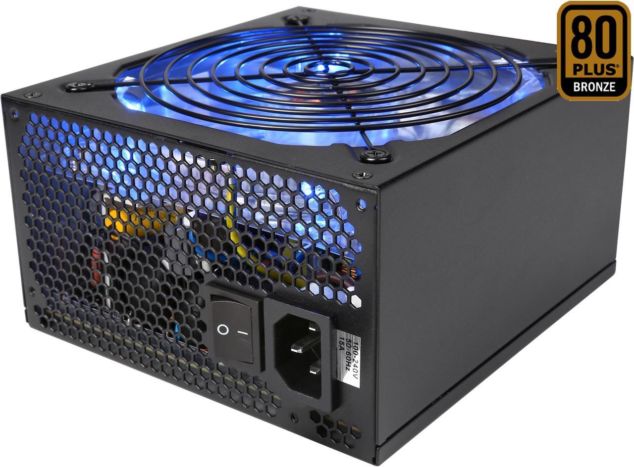 Rosewill BRONZE Series, RBR1000-MS, 1000W Semi-Modular Power Supply, 80 PLUS BRONZE, Blue LED Dual-Ball-Bearing Fan, ATX 12V v2.3 / EPS 12V, SLI & CrossFire Ready, Black