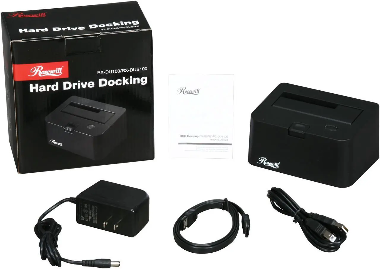 Alt view image 4 of 4 - Rosewill RX-DUS100 2.5" & 3.5" SATA to USB2.0 & eSATA Hard Drive Docking Station