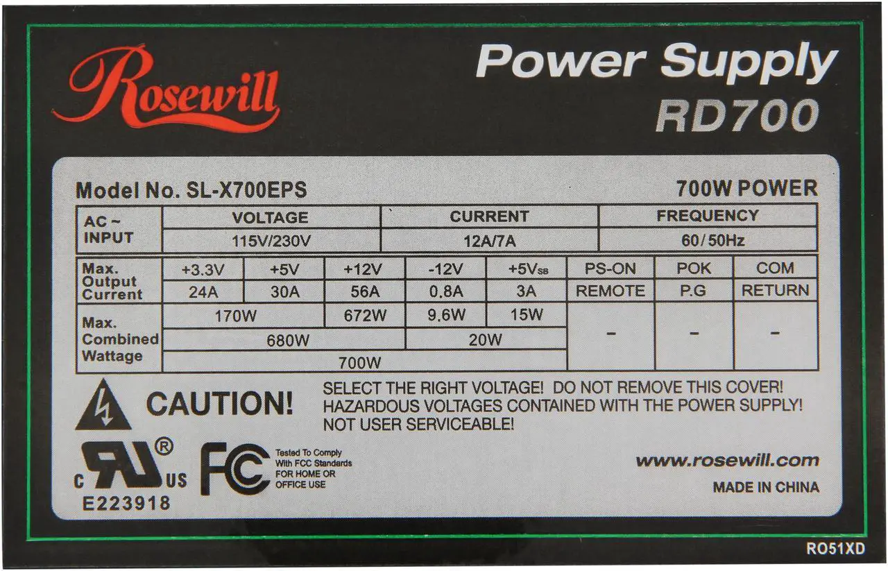 Alt view image 5 of 7 - Rosewill RD700 – Stallion Series 700-Watt Power Supply – ATX 12V V2.3, SLI & CrossFire-Ready