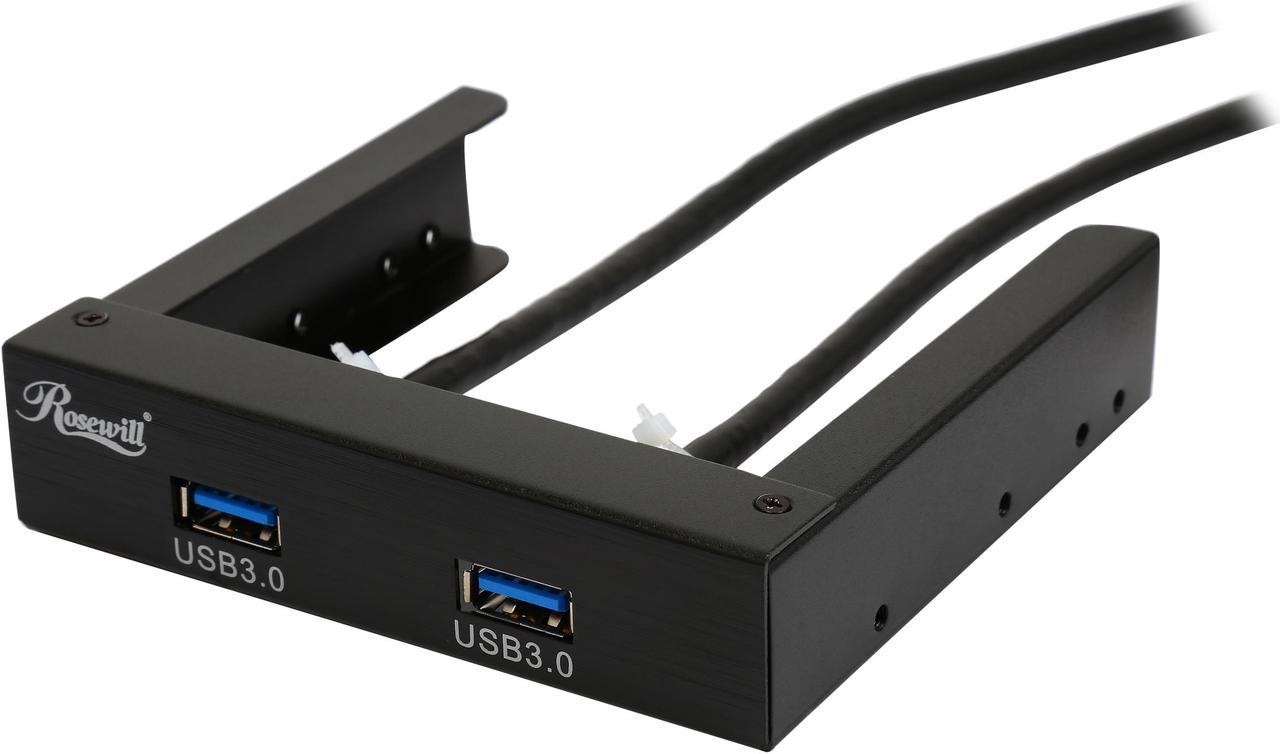 Rosewill RCH-200 - 2-Port USB 3.0 Front Panel Hub with 20-Pin Connector - Fits 3.5" Drive Bay, Aluminum Frame