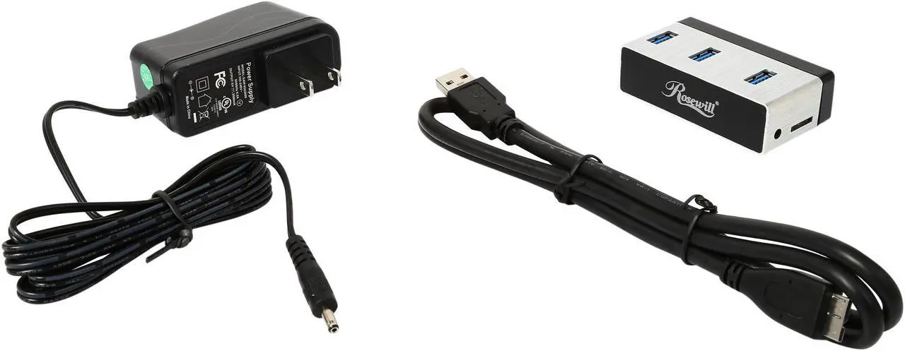 Alt view image 9 of 10 - Rosewill RHB-410 - Aluminum Mini-USB 3.0 3-Port Hub Plus 2.5" SATA 6G Enclosure Adapter