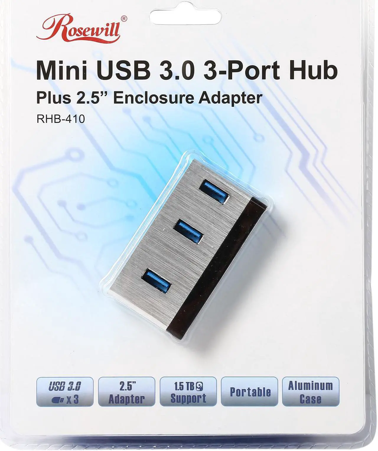 Alt view image 10 of 10 - Rosewill RHB-410 - Aluminum Mini-USB 3.0 3-Port Hub Plus 2.5" SATA 6G Enclosure Adapter