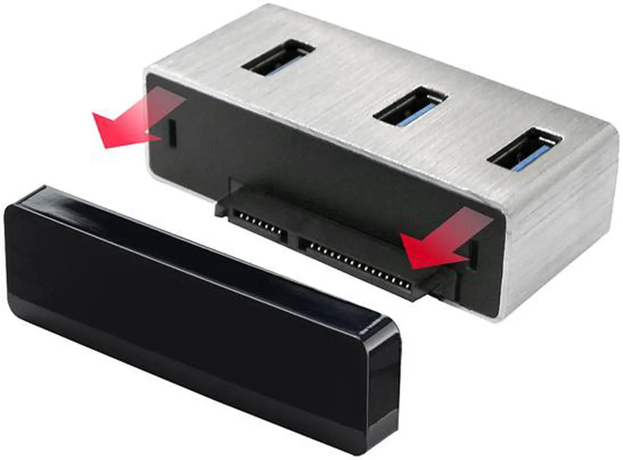 Alt view image 2 of 10 - Rosewill RHB-410 - Aluminum Mini-USB 3.0 3-Port Hub Plus 2.5" SATA 6G Enclosure Adapter