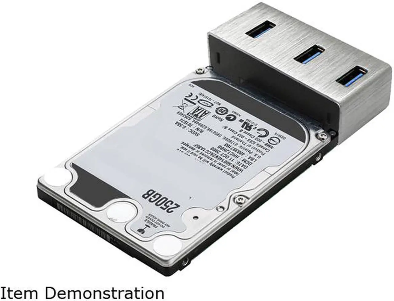 Alt view image 3 of 10 - Rosewill RHB-410 - Aluminum Mini-USB 3.0 3-Port Hub Plus 2.5" SATA 6G Enclosure Adapter