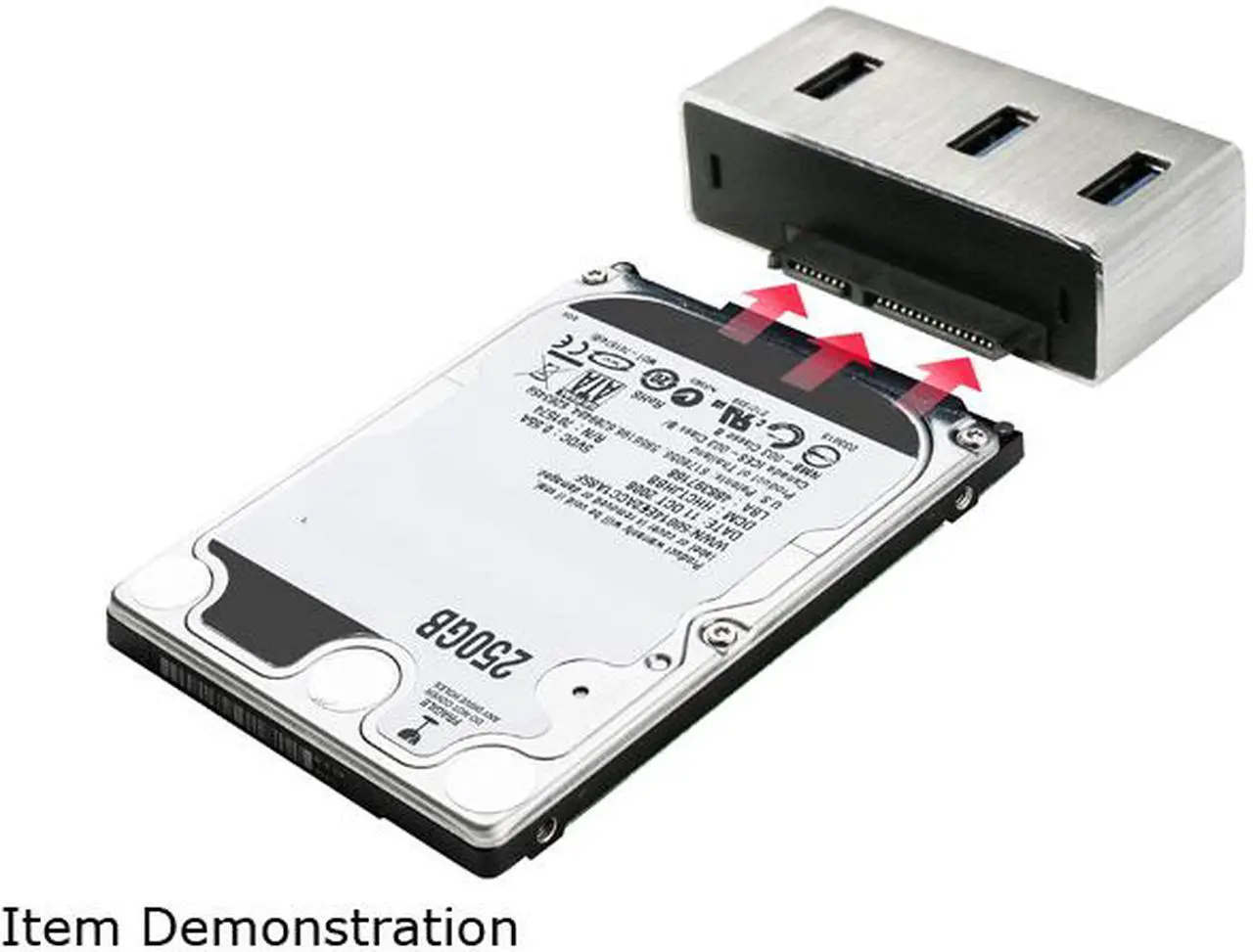 Alt view image 4 of 10 - Rosewill RHB-410 - Aluminum Mini-USB 3.0 3-Port Hub Plus 2.5" SATA 6G Enclosure Adapter