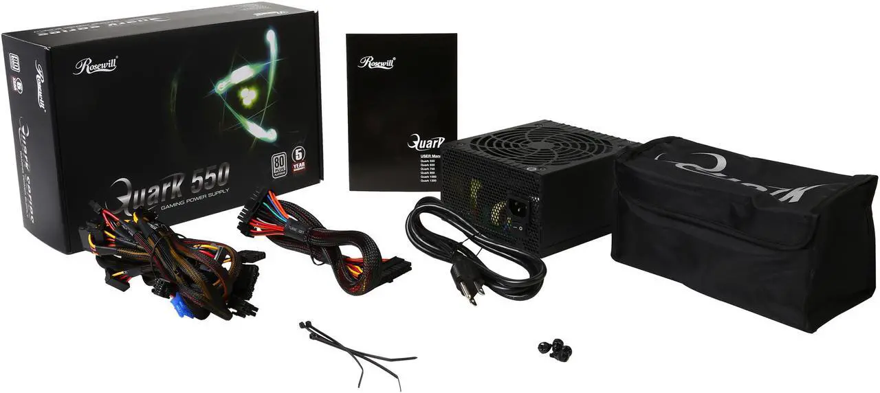 Alt view image 8 of 7 - Rosewill Quark Series 550W Full Modular Gaming Power Supply with LED Indicator, 80 Plus Platinum Certified, Single +12V Rail, Intel 4th Gen CPU Ready, SLI & Crossfire Ready - Quark-550