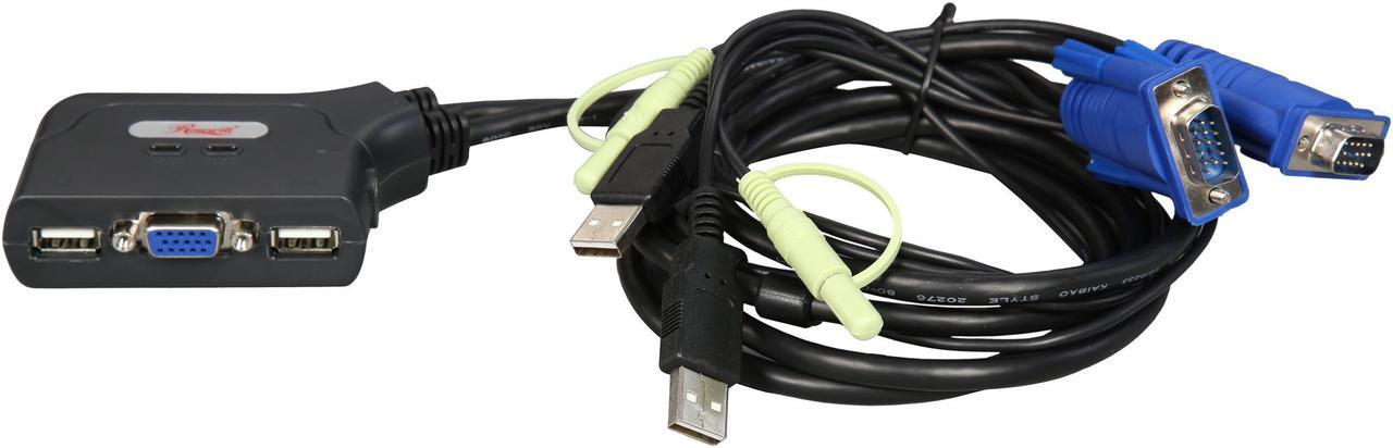 Alt view image 3 of 5 - Rosewill RKV-17001 2-Port USB Cable KVM Switch with Audio