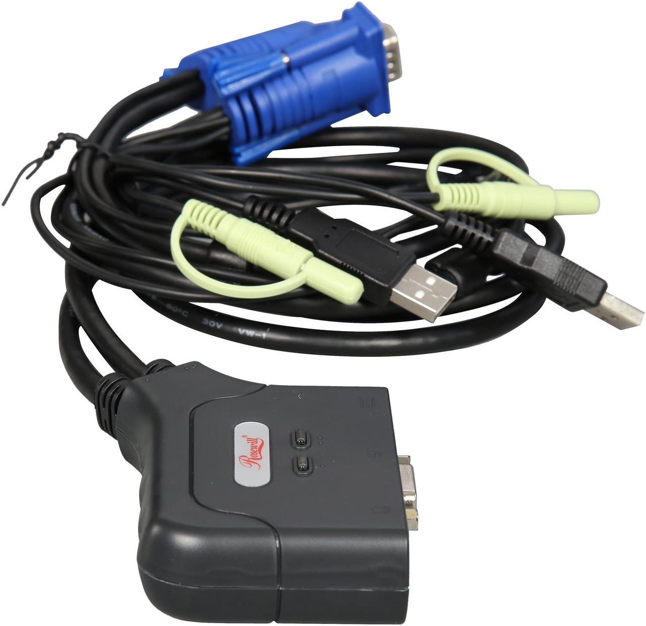 Alt view image 4 of 5 - Rosewill RKV-17001 2-Port USB Cable KVM Switch with Audio