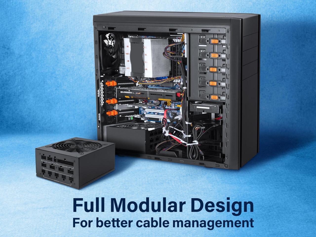 Alt view image 6 of 7 - Rosewill PMG Series, PMG850, 850W Fully Modular Power Supply, 80 PLUS GOLD Certified, Low Noise, Single +12V Rail, SLI & CrossFire Ready, Black