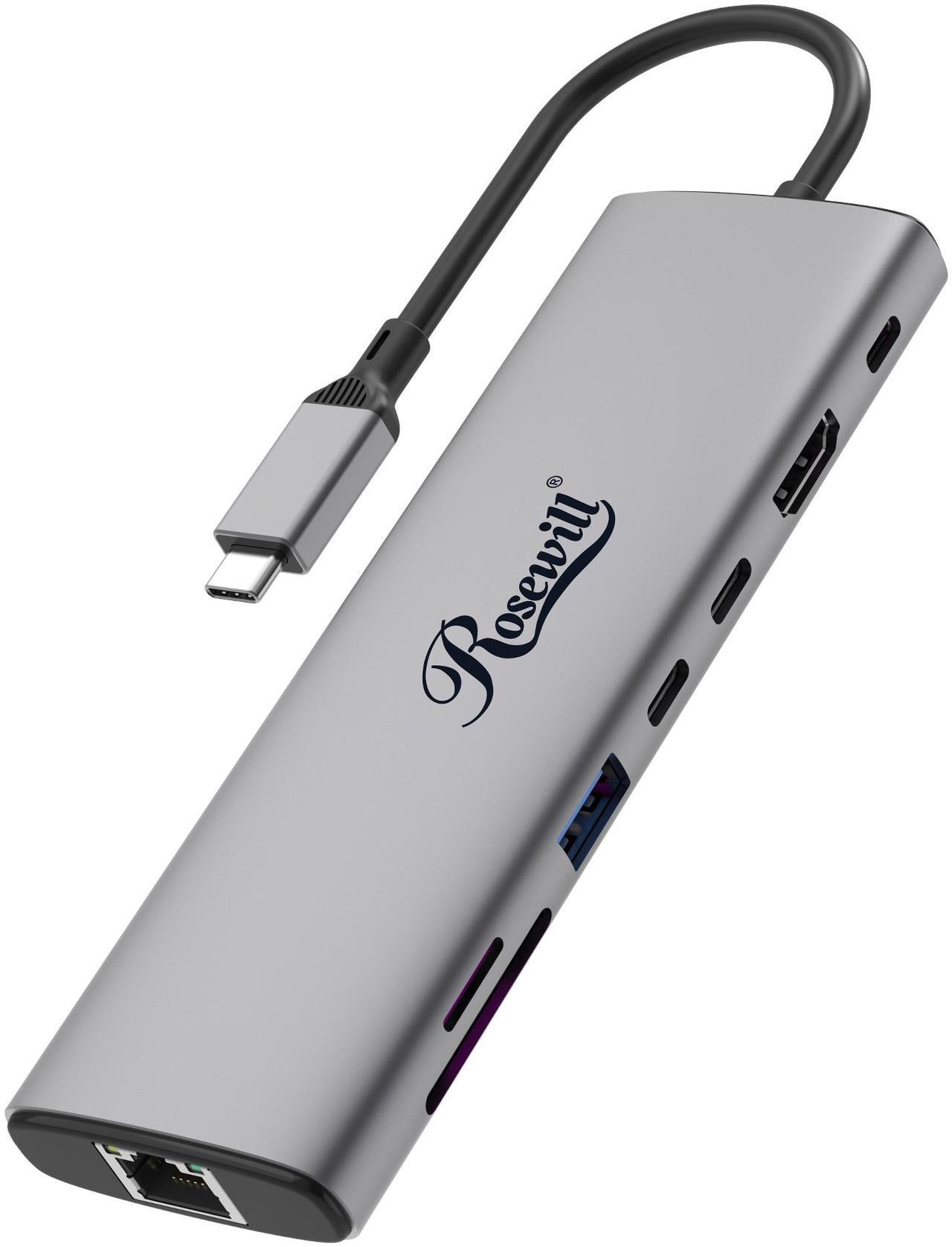 Alt view image 2 of 5 - Rosewill 8-in-1 USB-C Hub with 4K HDMI 2.0 Display, 10Gbps  USB-A Data Ports and for MacBook Pro, MacBook Air, Dell XPS, Lenovo Thinkpad, HP Laptops, RHUB-M8