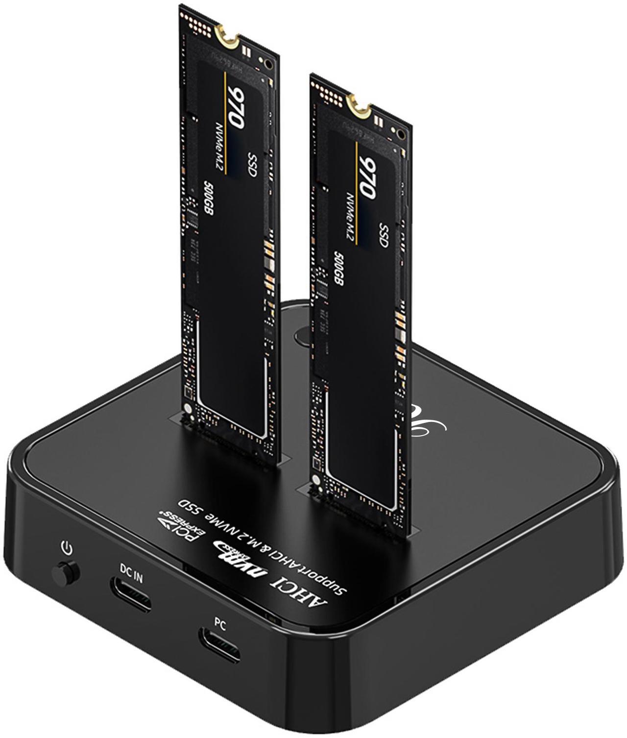 Alt view image 3 of 5 - Rosewill NVMe SSD Cloner, M.2 Duplicator Dual Bay NVMe Enclosure, Tool-Free 20Gbps USB3.2 Gen 2X2 SSD to USB Adapter M.2 Docking Station for M Key PCIE NVMe SSD Reader Supports Offline Clone - RS-N2-CL