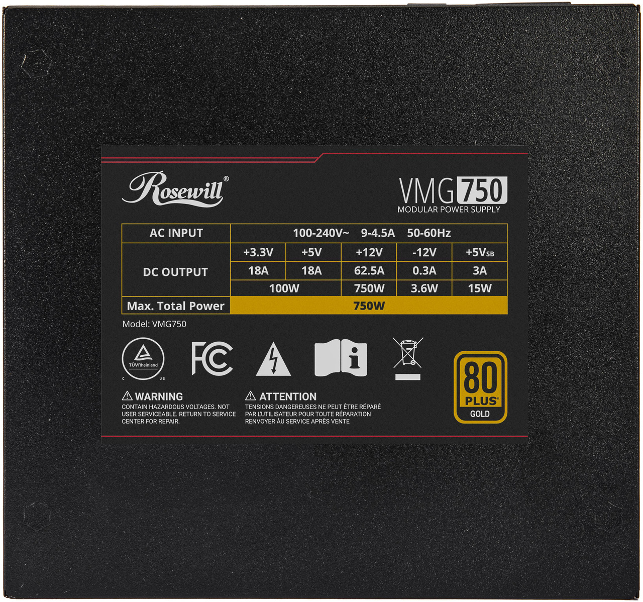 Open Box: Rosewill VMG 750W 80+ Gold, ATX 3.0 & 3.1 Compatible, Full Modular Low-Noise Power Supply, PCIe 5.1 12V-2x6 Connector, 100% Japanese Capacitor, 120mm FDB Silent Fan - 5 Year Warranty - VMG750 - Newegg.com - Open Box condition - Image 18
