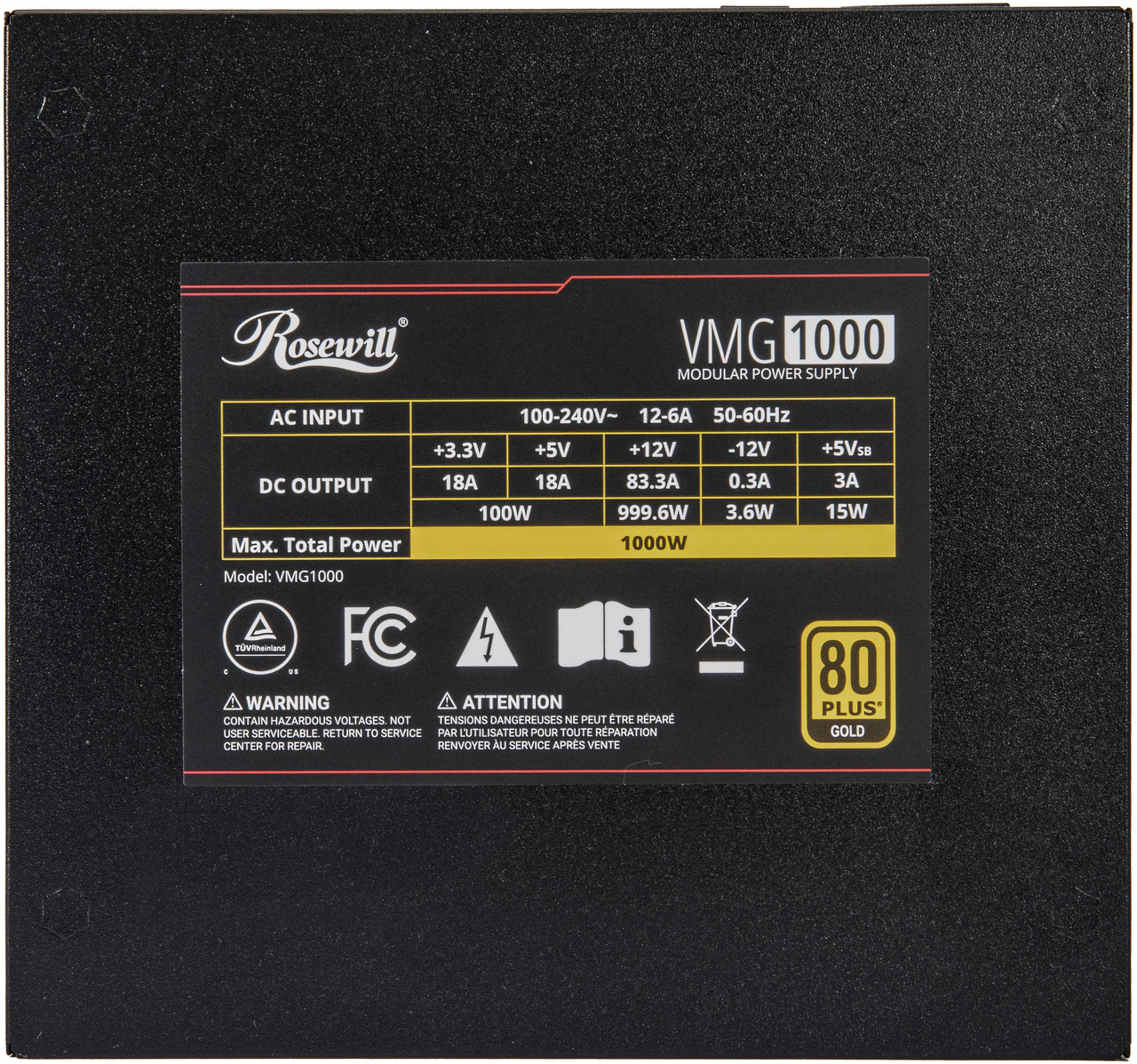 Open Box: Rosewill VMG 1000W 80+ Gold, ATX 3.0 & 3.1 Compatible, Full Modular Low-Noise Power Supply, PCIe 5.1 12V-2x6 Connector, 100% Japanese Capacitor, 120mm FDB Silent Fan - 5 Year Warranty - VMG1000 - Newegg.com - Open Box condition - Image 18