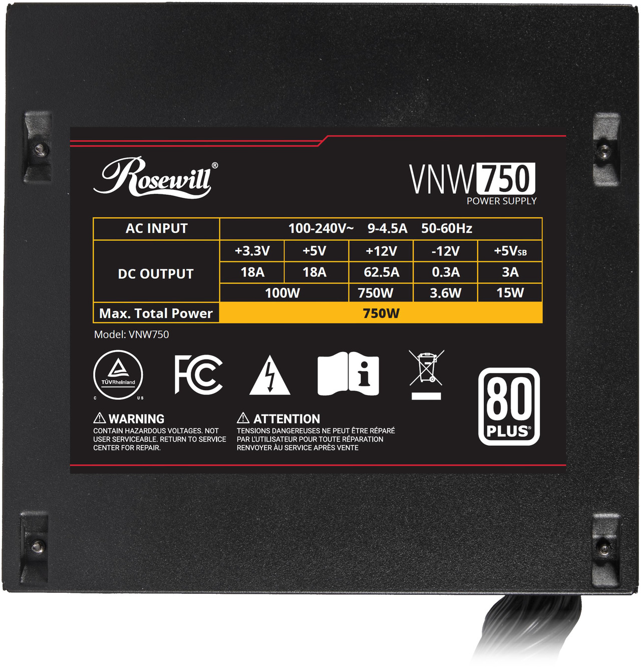 Open Box: Rosewill VNW 750W 80+ White Certified, Non-Modular Active PFC Design, Low-Noise Power Supply, High Quality Electrolytic Capacitor, 120mm FDB Silent Fan - 5 Year Warranty - VNW750 - Newegg.com - Open Box condition - Image 14