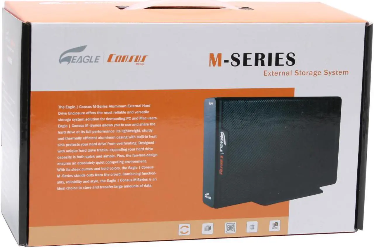 Alt view image 11 of 11 - Eagle Consus M-Series ET-CSMESU2-BK 3.5" eSATA+USB2.0 to SATA External Enclosure