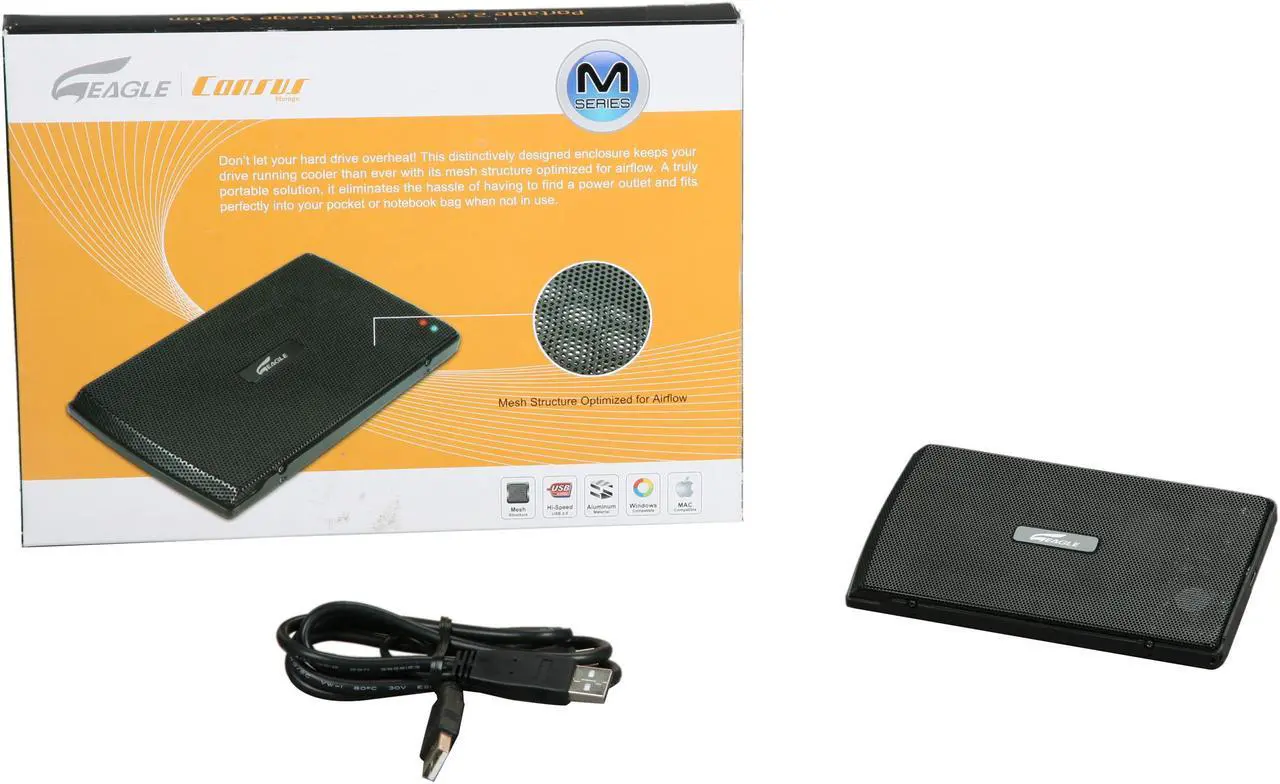 Alt view image 5 of 5 - EAGLE ET-CS2MU2-BK 2.5" Black IDE USB 2.0 Mesh External Enclosure
