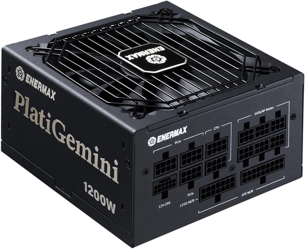 Main image of ENERMAX PlatiGemini 1200W ATX 3.1 & ATX12VO Full Modular, 80+ Platinum, 600W 12V-2x6 Connector, Japanese Capacitors, Mesh Sleeved Cables,  Power Supply